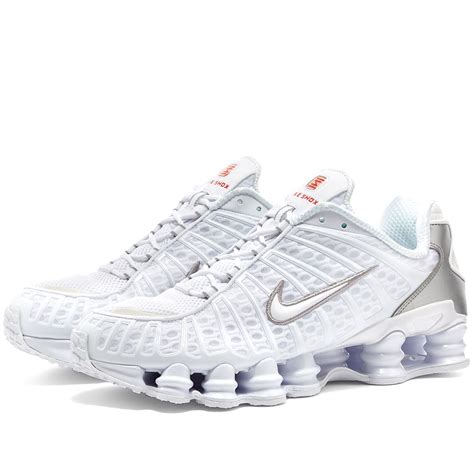 nike shox white silver orange